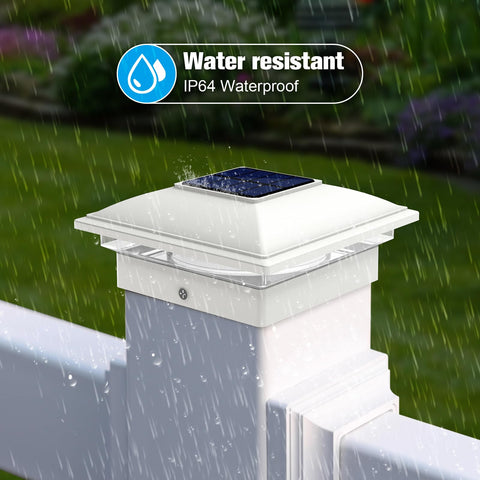 VOLISUN warm white glow highlighting a vinyl post for stylish outdoor entrances.