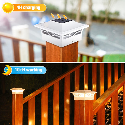 VOLISUN solar post cap light easy installation without wiring for wooden or vinyl posts