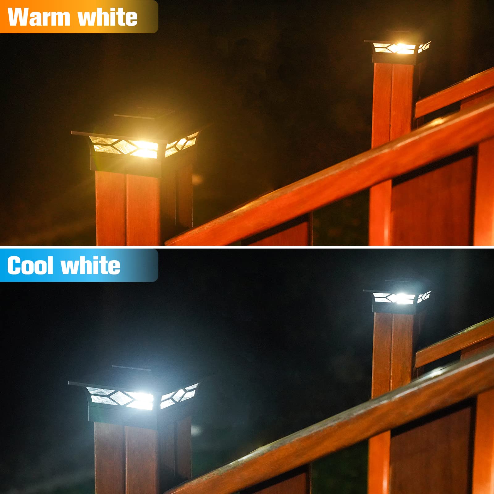 VOLISUN night lighting highlights fences and docks along the waterline.