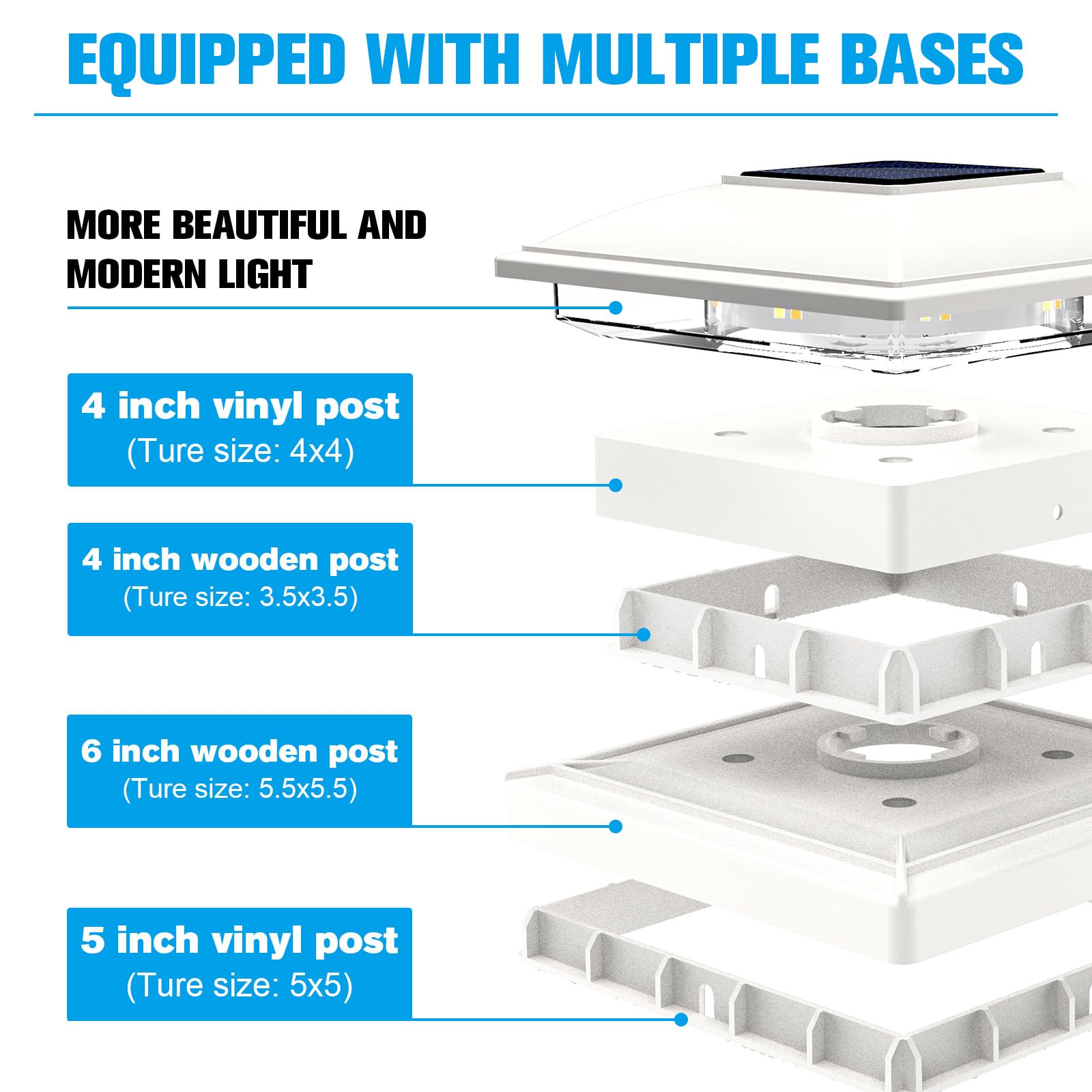 VOLISUN two-color setting post cap light illuminating a deck with warm white glow.