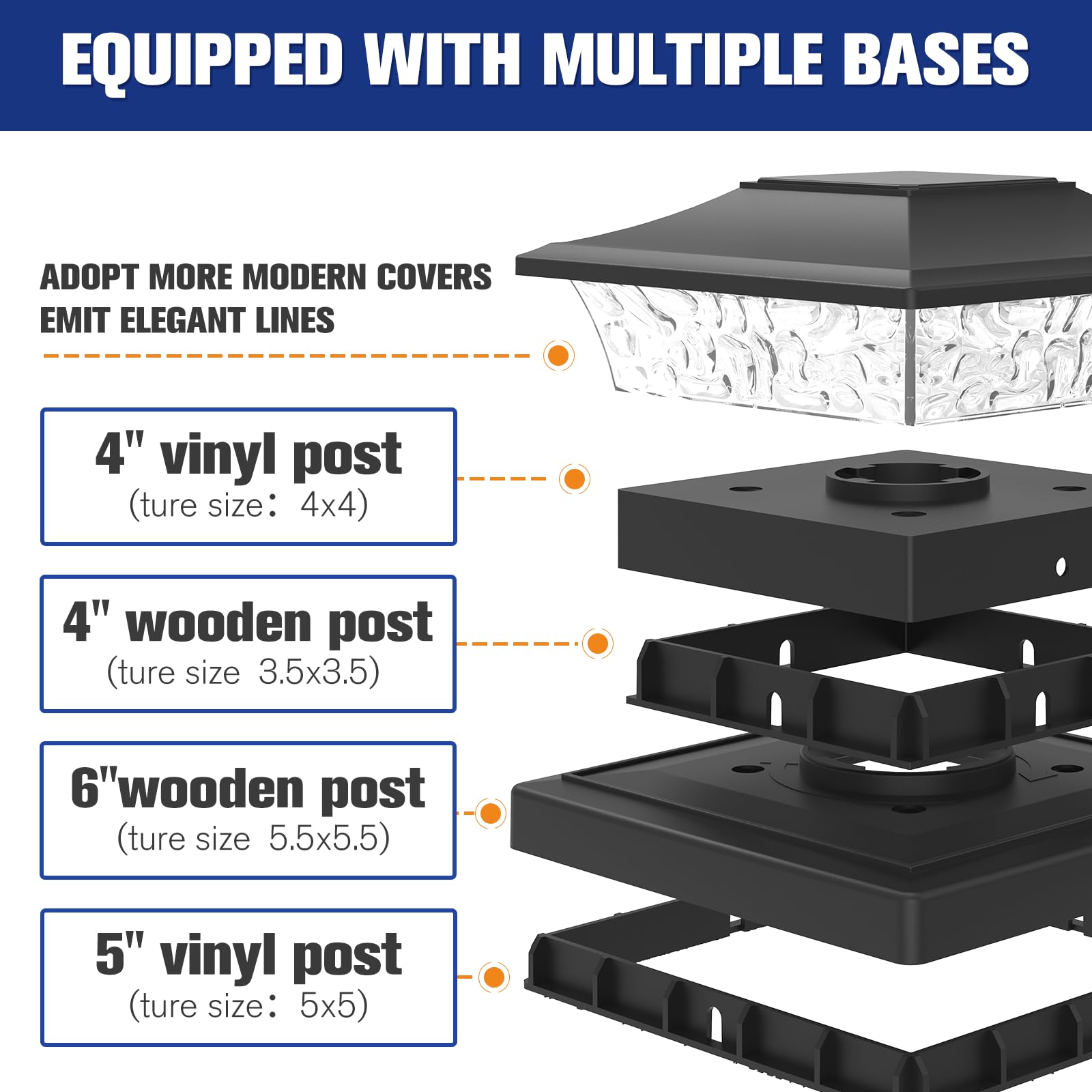 VOLISUN post cap light on a 4x4 vinyl post with warm white glow