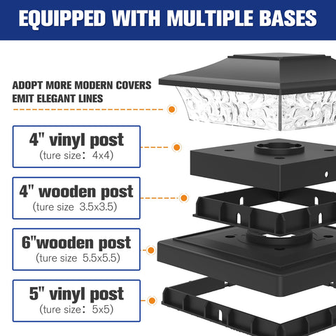 VOLISUN post cap light on a 4x4 vinyl post with warm white glow
