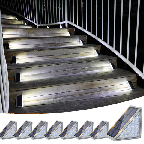 VOLISUN solar stair light 8-pack mounted on outdoor stairs for safer steps at night