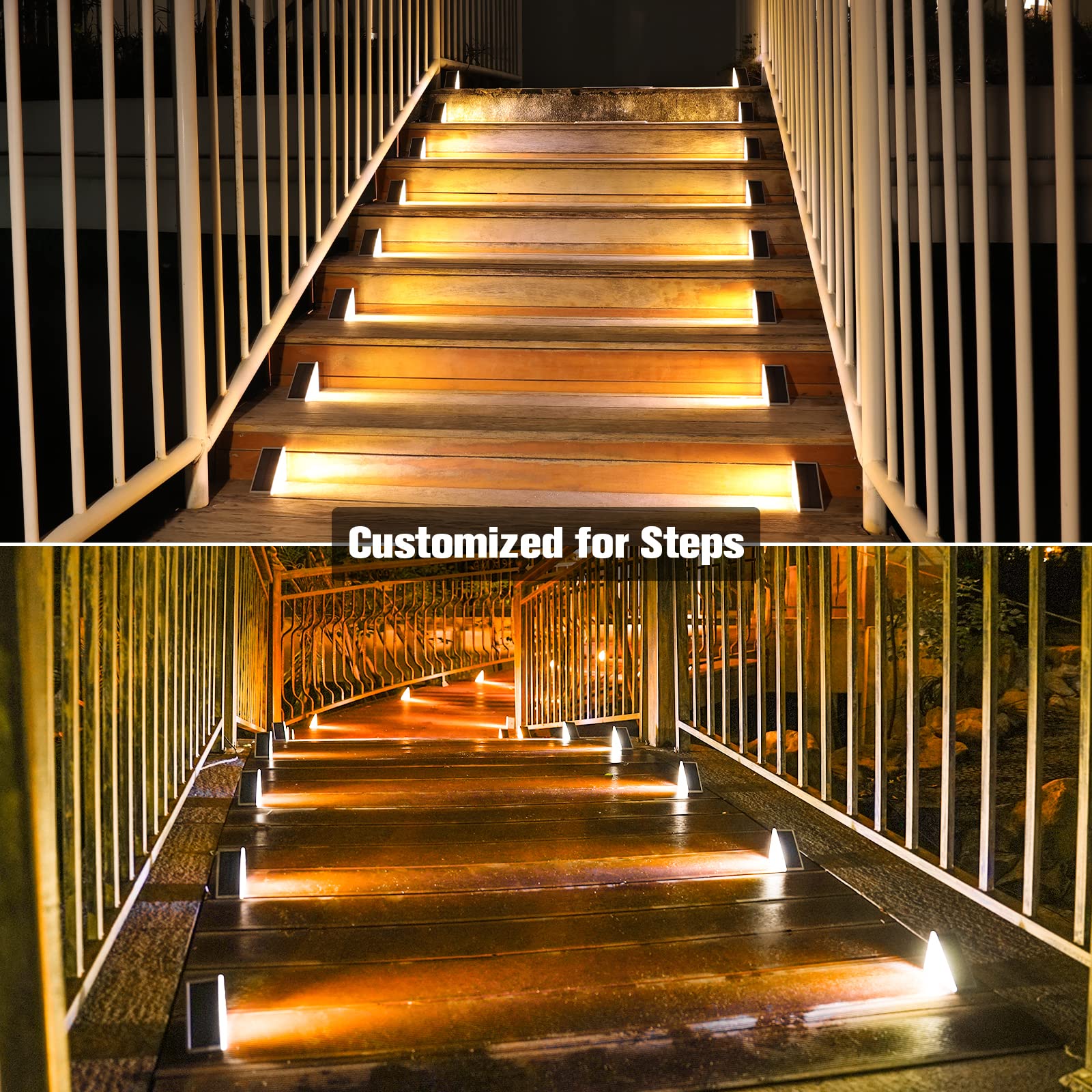 VOLISUN solar stair light nighttime illumination creates warm outdoor ambience