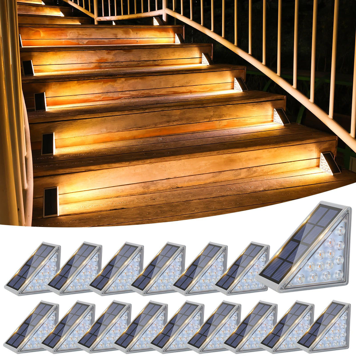 VOLISUN solar stair lights illuminate outdoor stairs for safer, clearer steps.