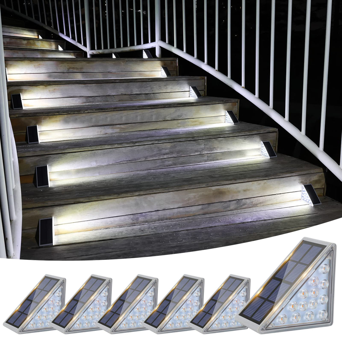 VOLISUN solar step light on stairs provides clear visibility for safe footing