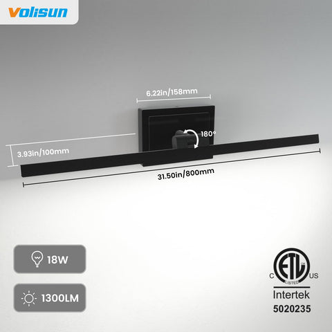VOLISUN vanity light is IP44 rated for humidity and splash protection.