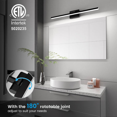 VOLISUN vanity light side-angle view shows 180° rotatable head for flexible illumination.