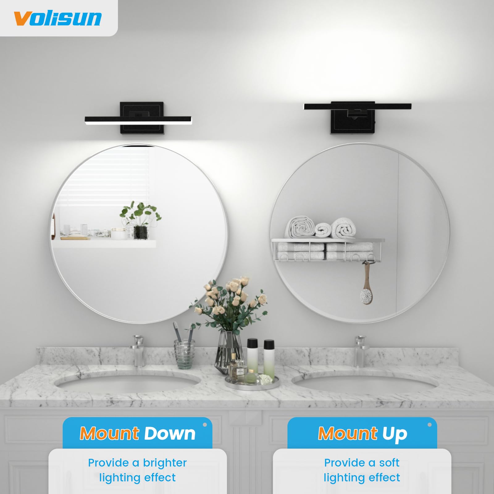 VOLISUN black bar design suits modern bathrooms.