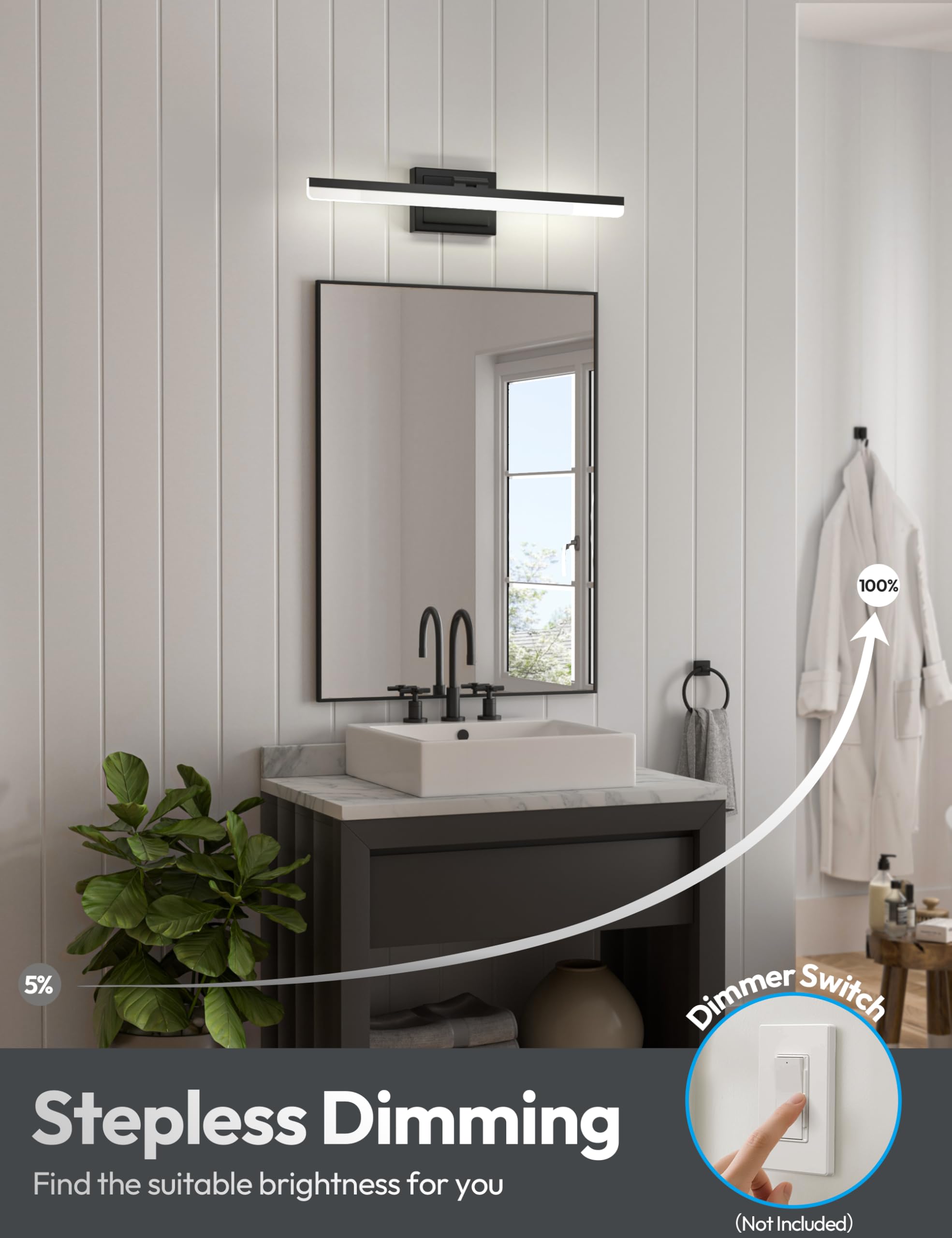 VOLISUN IP44 metal back panel withstands humidity in bathrooms