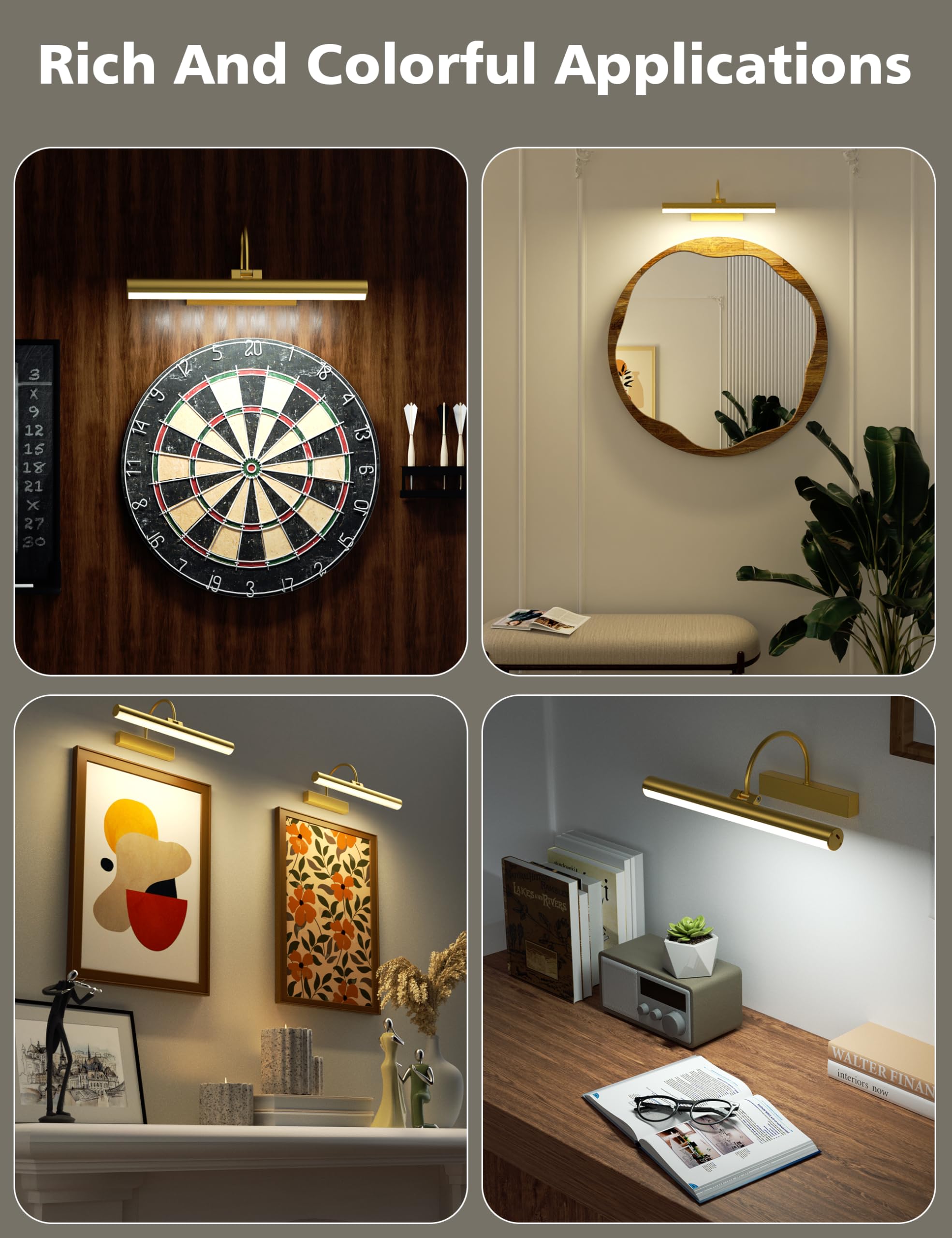 Volisun aluminum alloy construction available in gold or black finishes.
