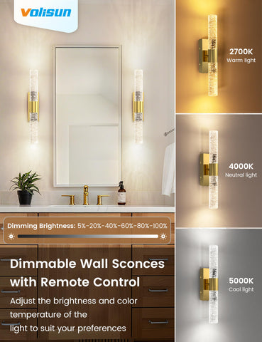 VOLISUN gold sconce featuring a touch sensor for quick local control.