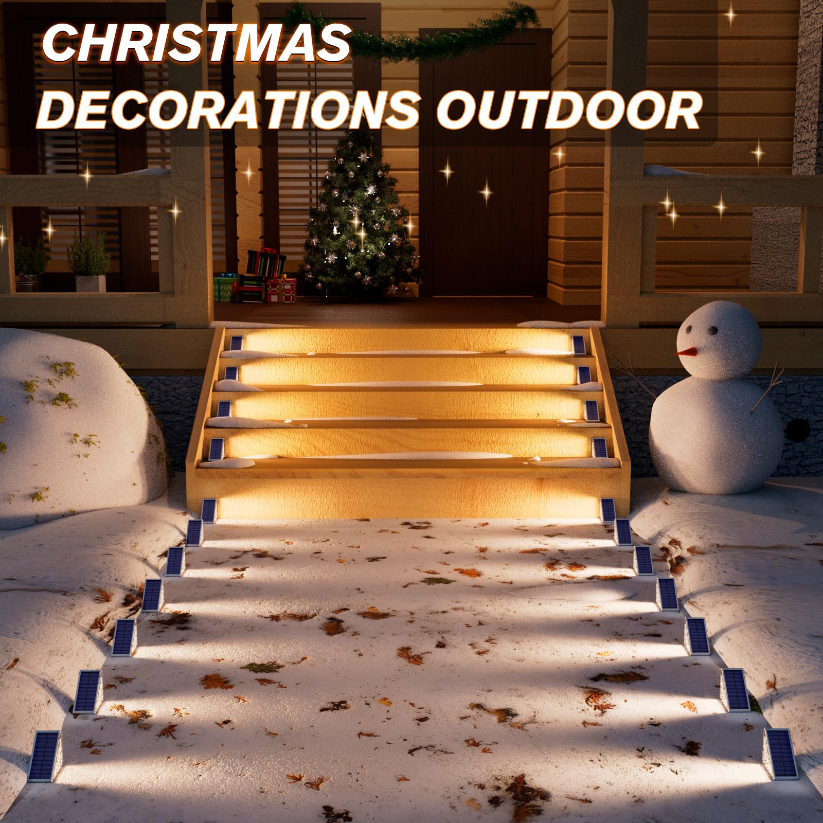 VOLISUN warm white LED stair light creates inviting exterior ambience.