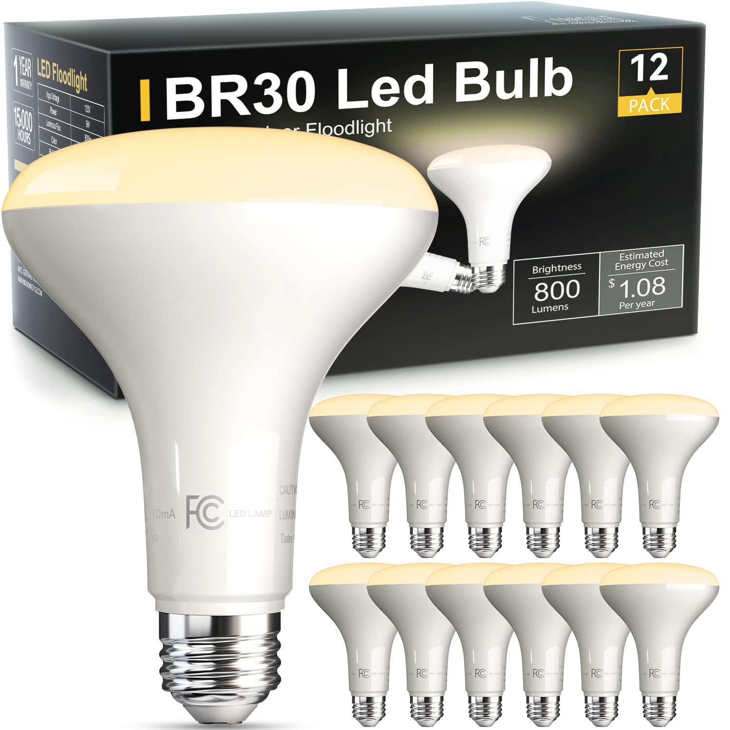 Volivo BR30 LED flood bulb 800 lumens for bright ceilings