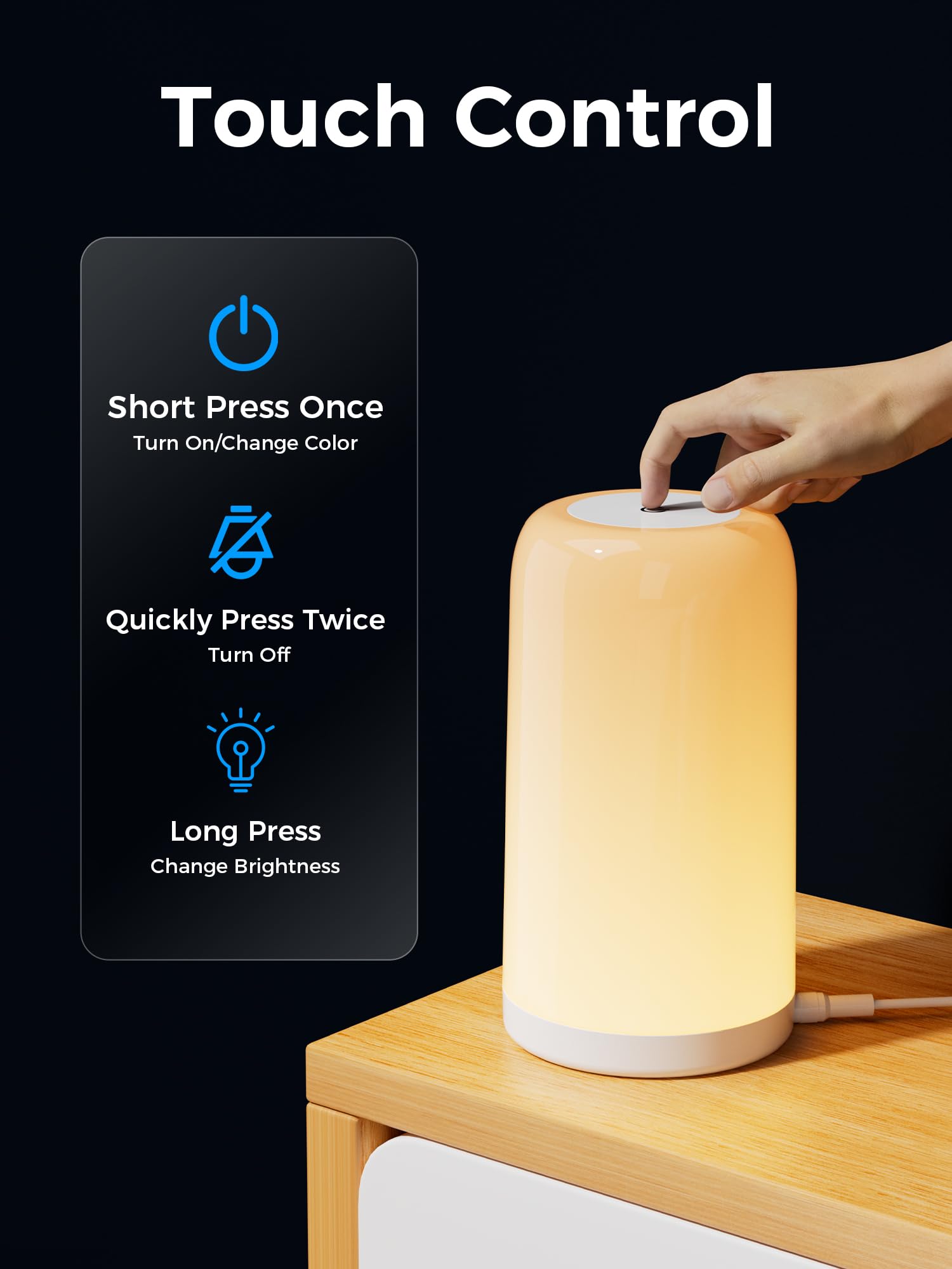 VOLIVO dimmable night light with color options for reading or relaxation