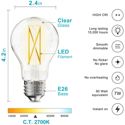 VOLIVO dimmable Edison bulb offers smooth 10-100% dimming for mood lighting.