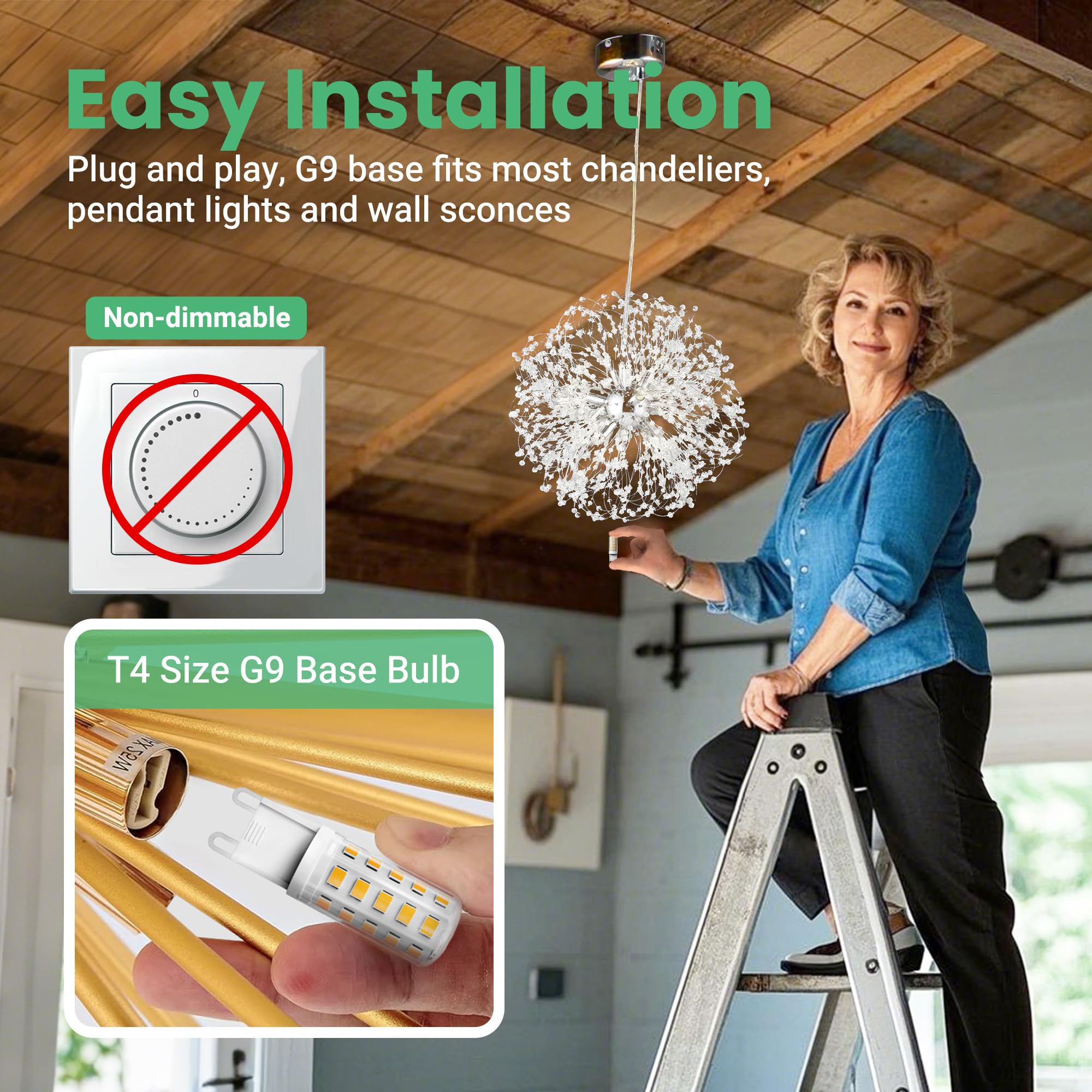 VOLIVO G9 LED bulb easy install in G9 bi-pin fixtures.