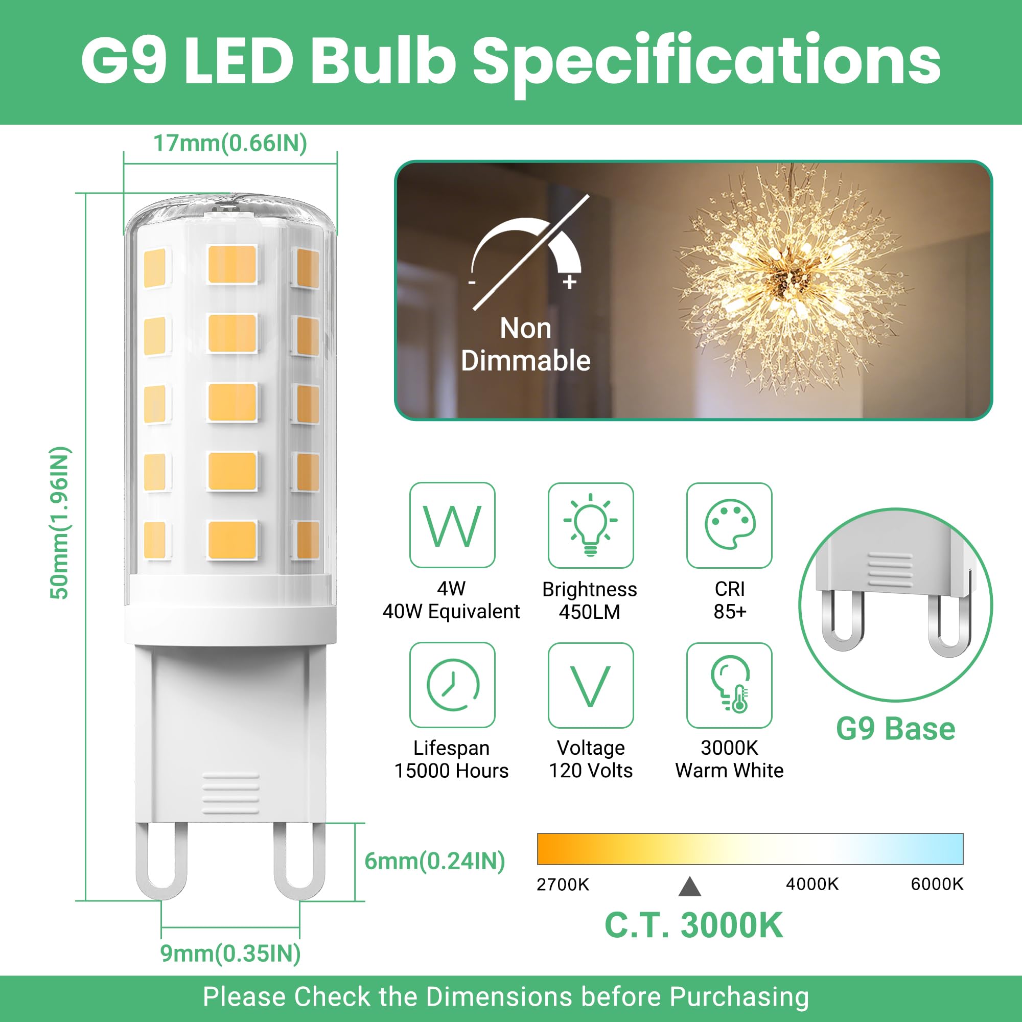 VOLIVO G9 LED bulb long life up to 15,000 hours reduces replacements.