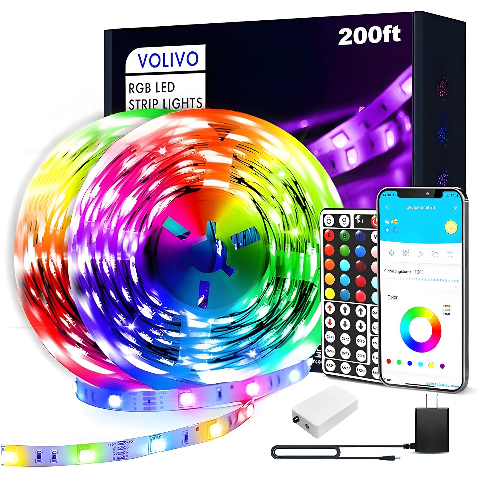 VOLIVO LED strip lights arranged in a 200ft bedroom setup for immersive decor