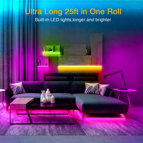 VOLIVO LED Strip Lights 25ft app control for quick color changes and schedules.