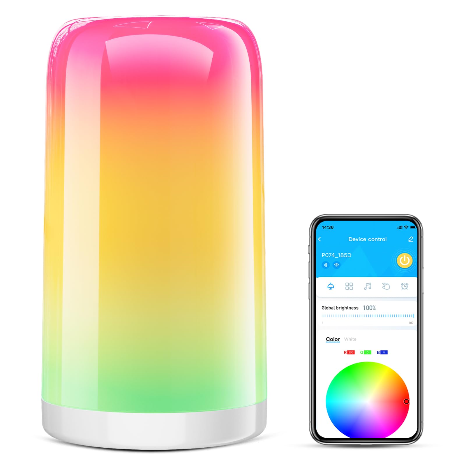 VOLIVO Smart RGBCW+IC table lamp ambient closeup shows touch control for easy lighting