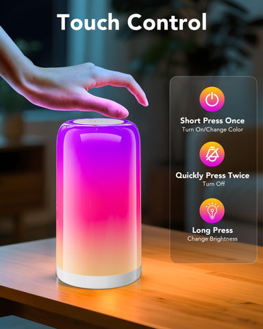 VOLIVO Smart RGBCW+IC table lamp touch panel demonstrating instant scene changes