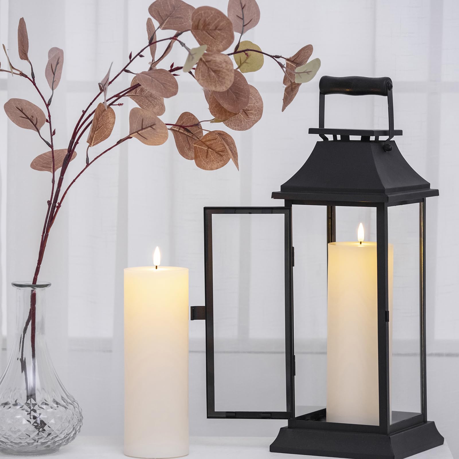 Volnyus ivory candles on fall dining table for festive decor
