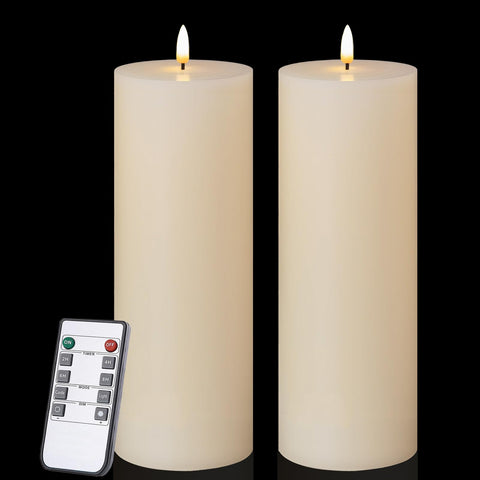 Volnyus flameless ivory 3x9-inch candle top view creates elegant centerpiece mood