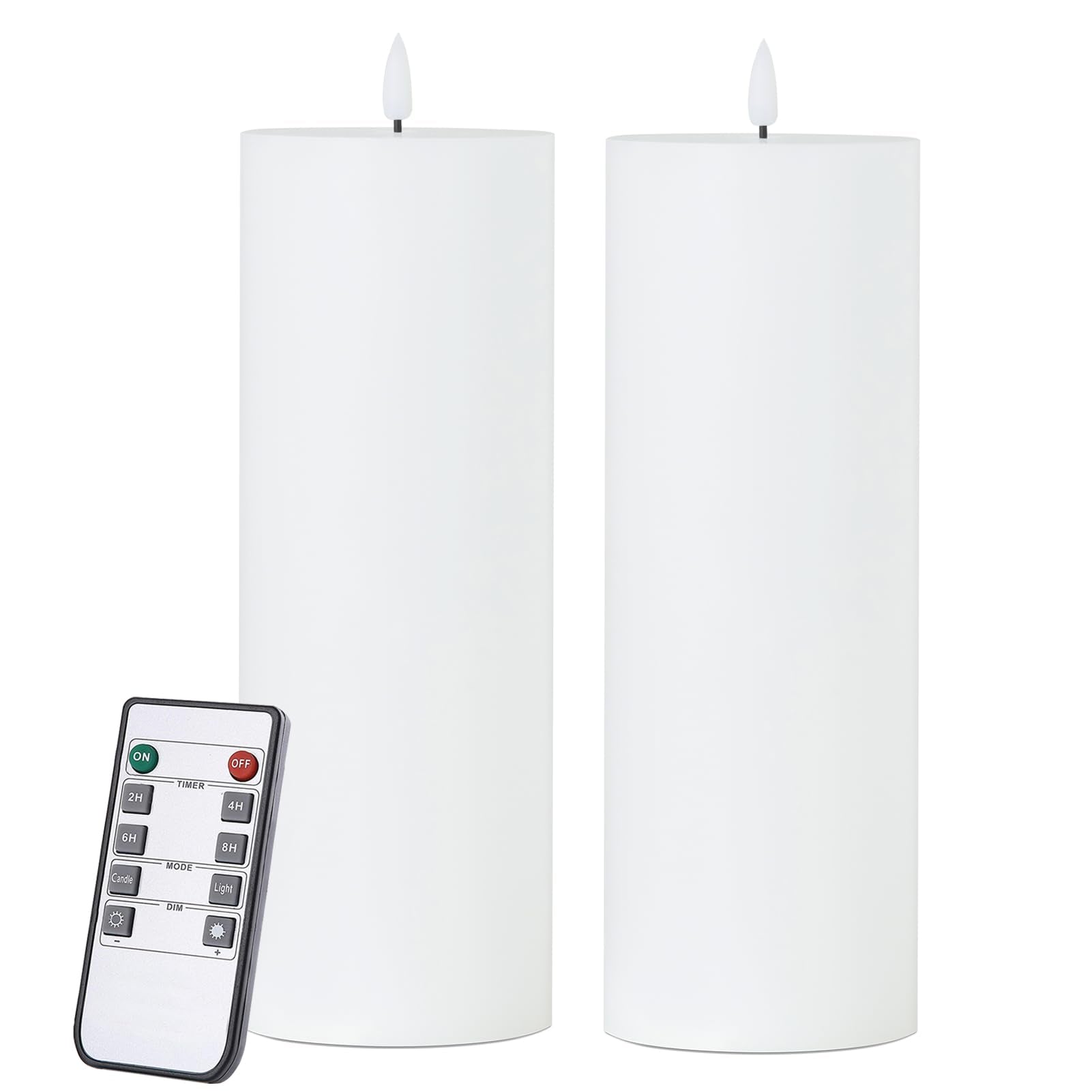 Volnyus white flameless candles 2-pack provide warm ambience for any setting.