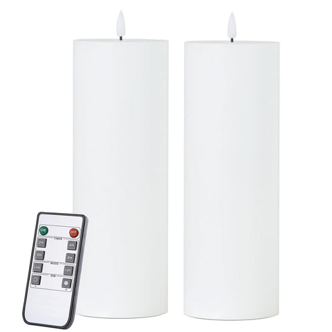 Volnyus white flameless candles 2-pack provide warm ambience for any setting.
