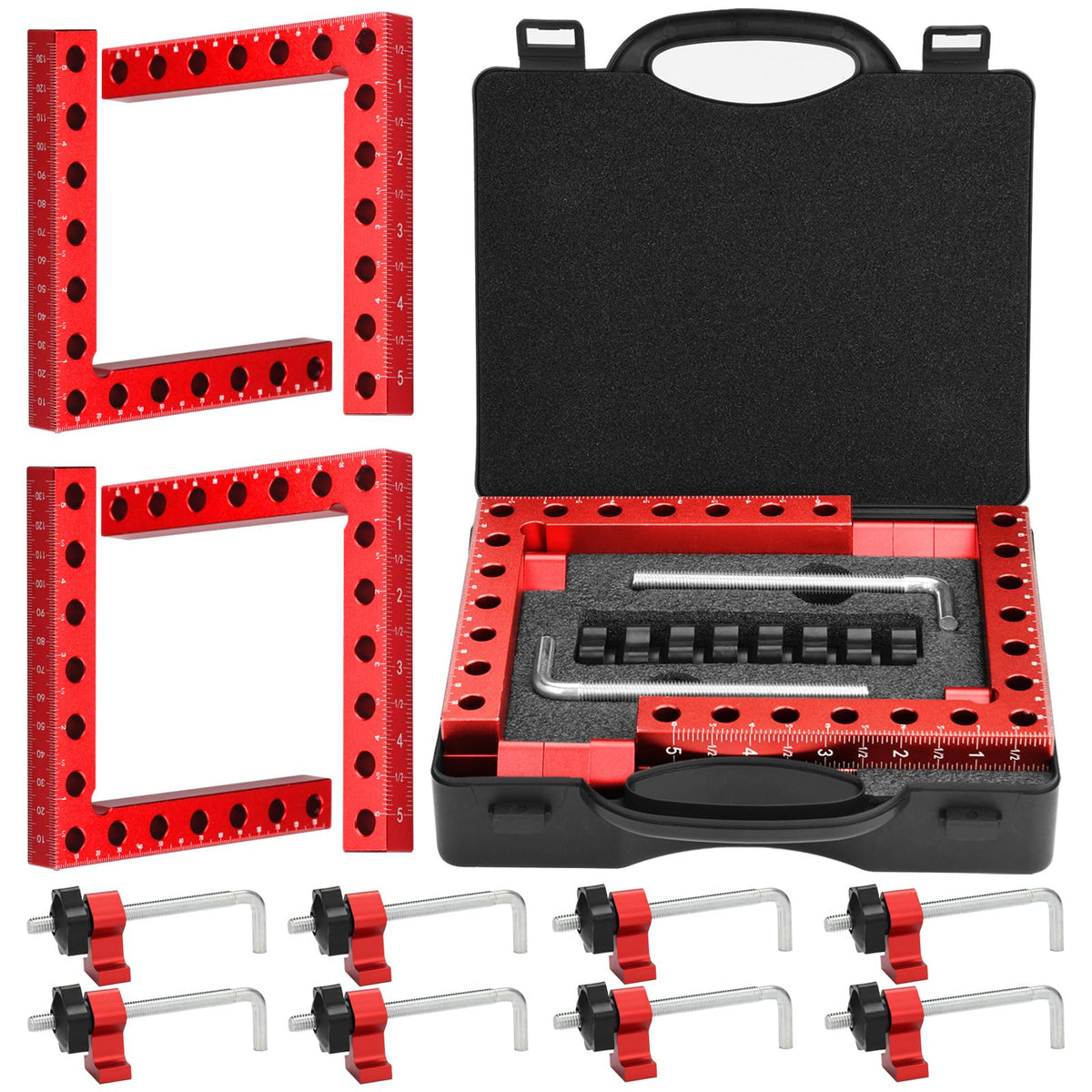 Volpeblu Corner Clamp assembly demonstrates precise 90-degree alignment for frames and boxes.
