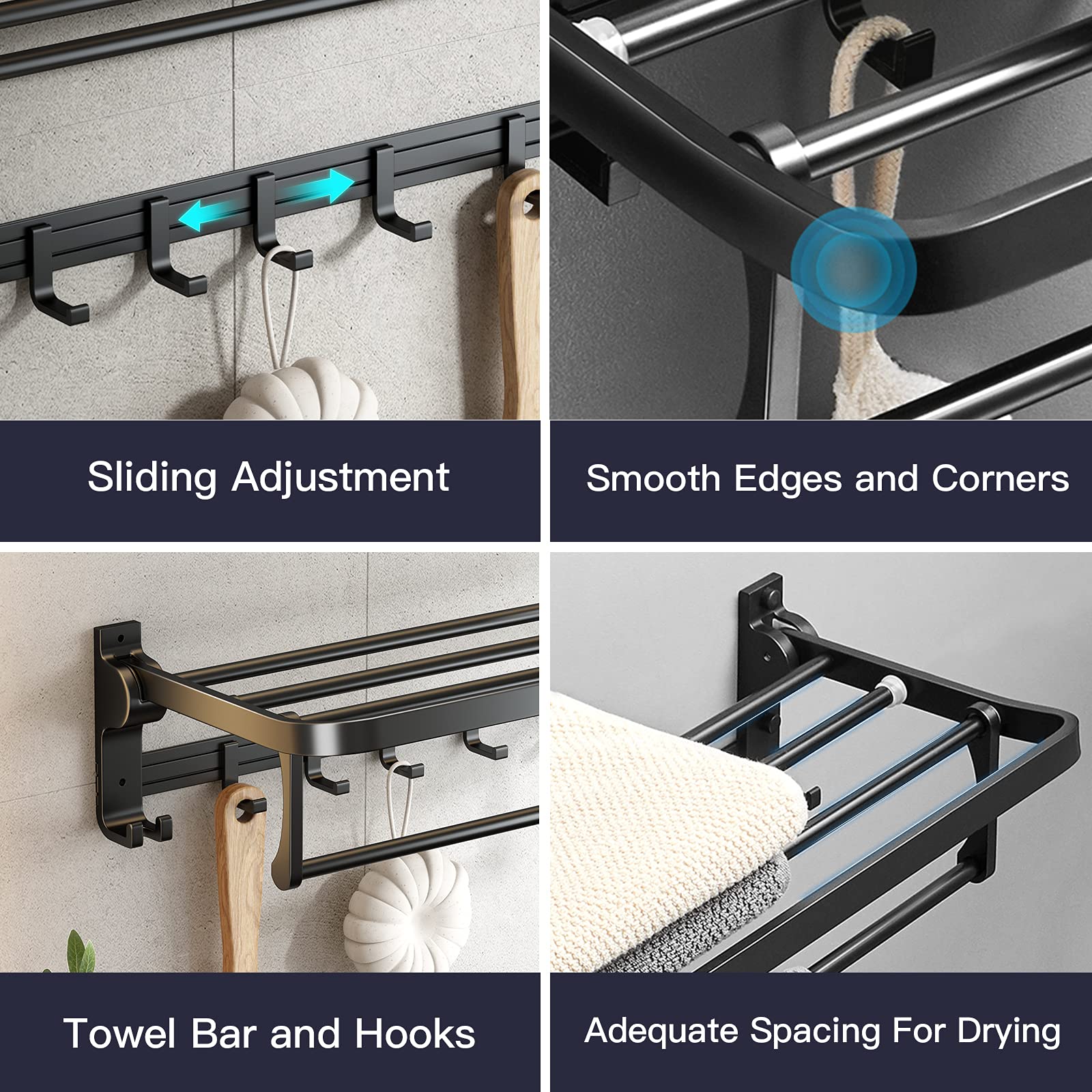 VOLPONE wall-mounted towel storage keeps towels organized and within reach.