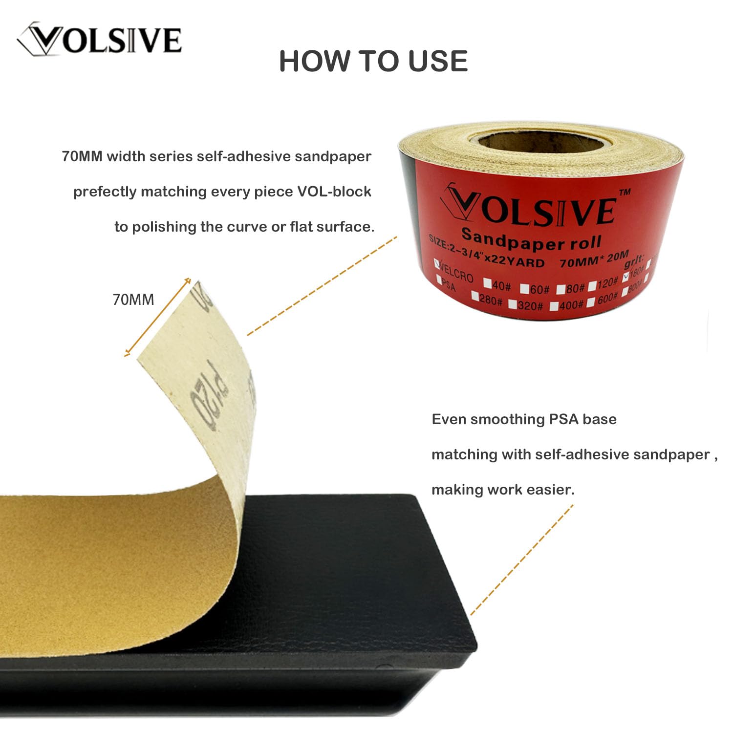 VOLSIVE flat-panel sanding block keeps large surfaces flat and even