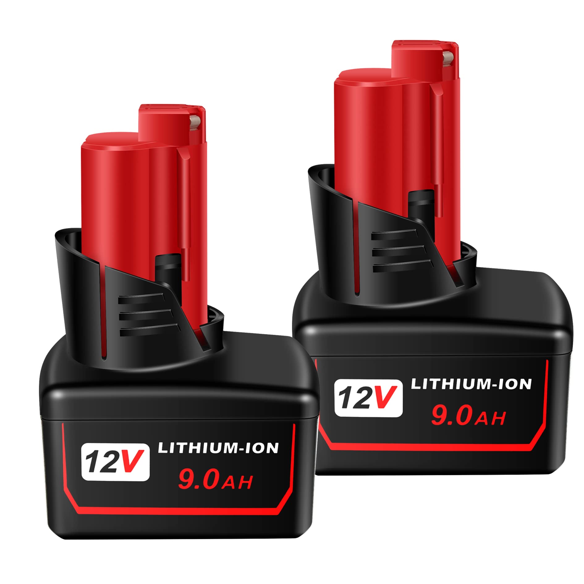 Volt1799 two-pack 9.0Ah 12V batteries for Milwaukee M12 tools, enabling longer work sessions.