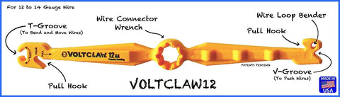 VoltClaw Multi-gauge grips 6–14 gauge wires for secure pulls.