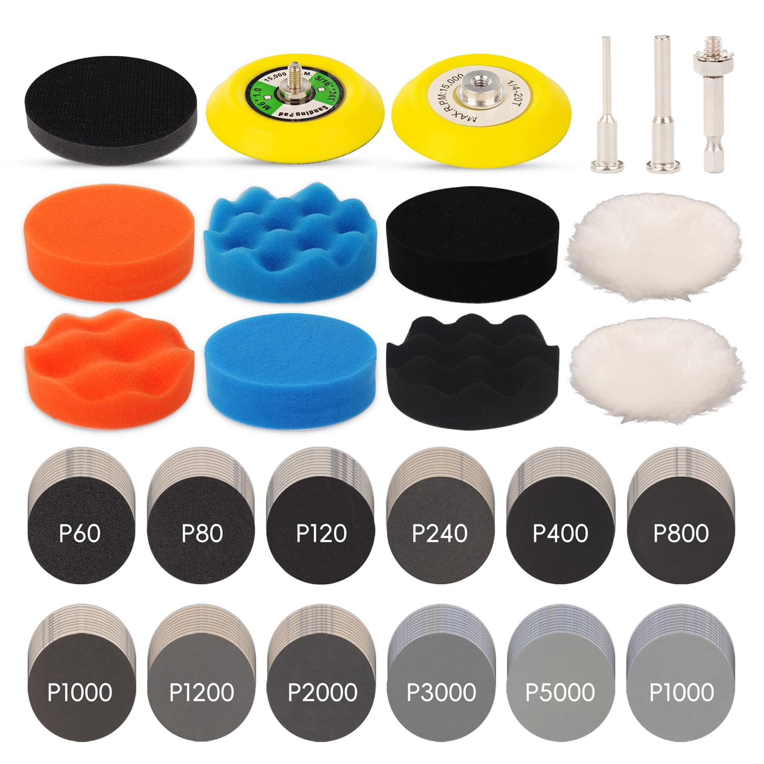 Voltsgt 3-inch sandpaper kit with 60–10000 grit for versatile headlight restoration.