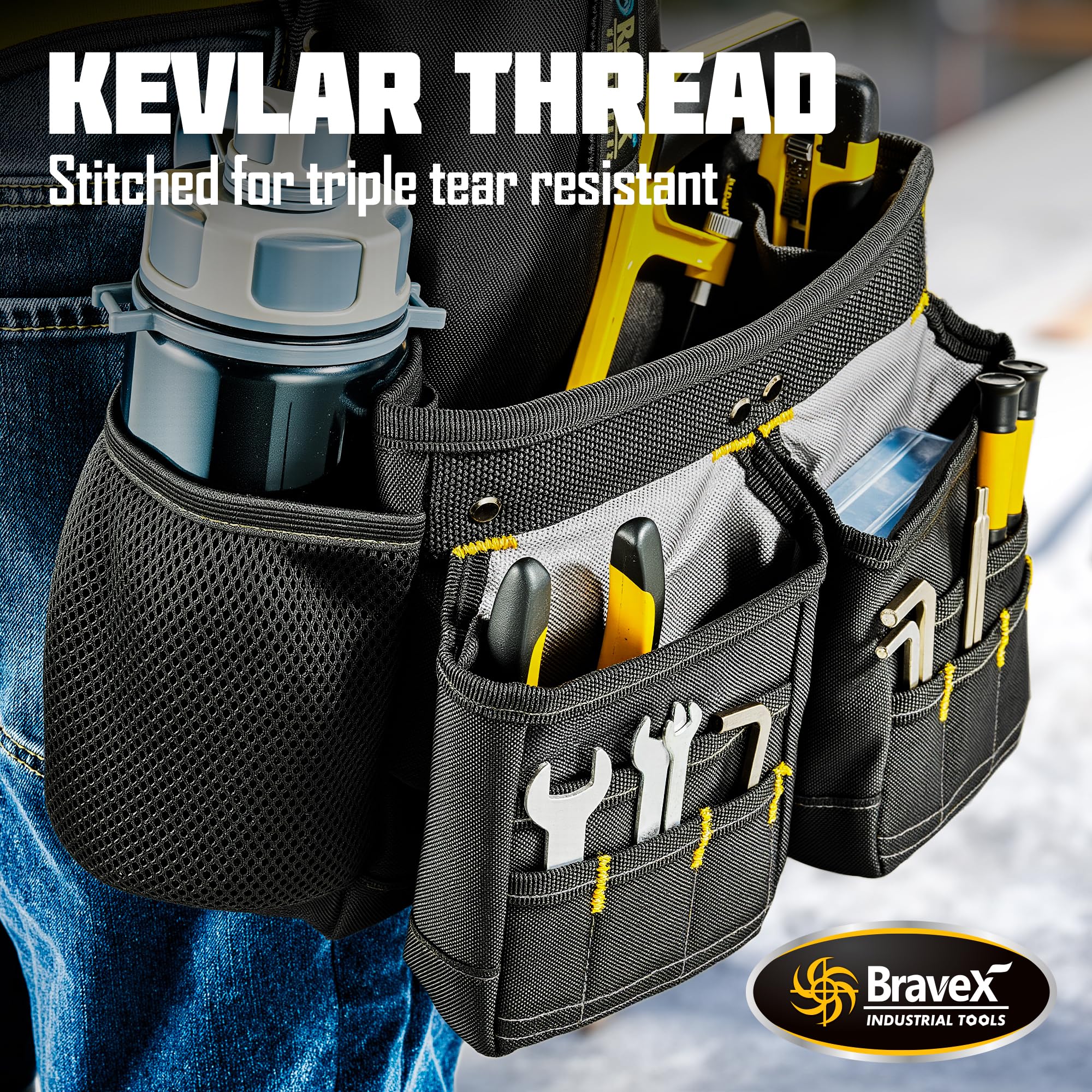 Voltstorm Bravex 20-pocket layout keeps tools organized and within easy reach