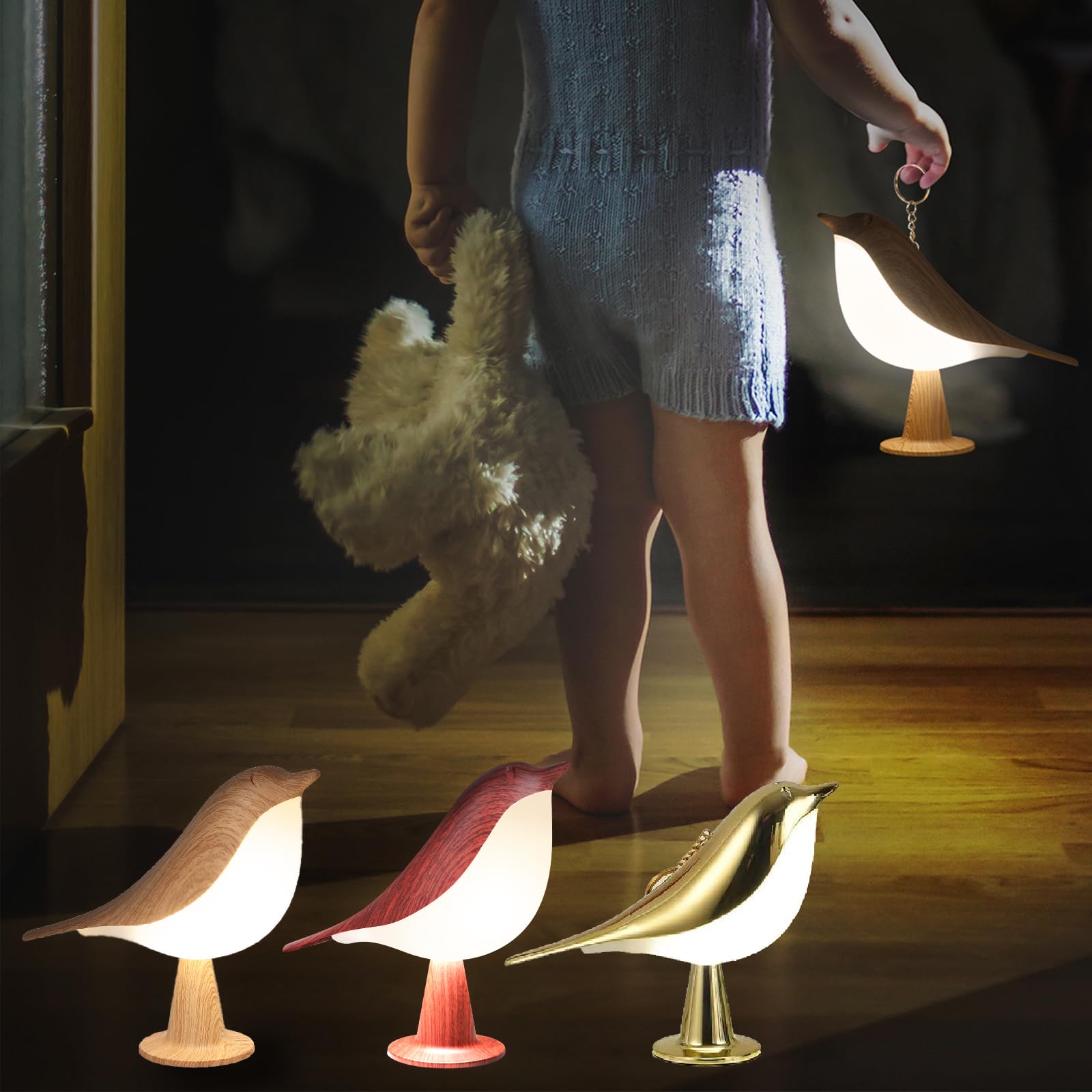 VoMii bird table lamp enhances bedroom or study decor