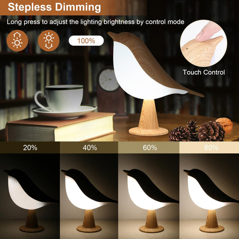 VoMii bird table lamp with three color temps for ambient mood lighting