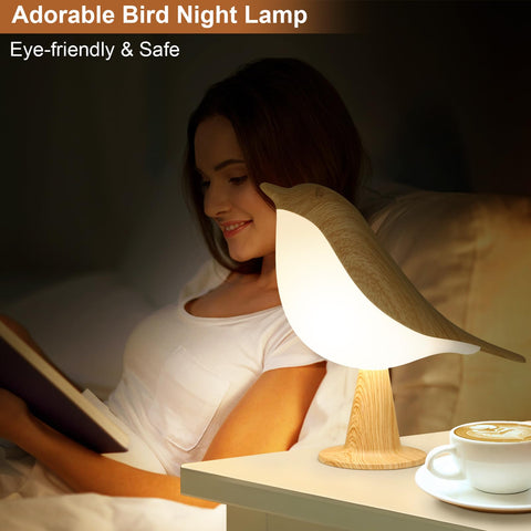 VoMii bird table lamp wood grain finish adds cozy decor