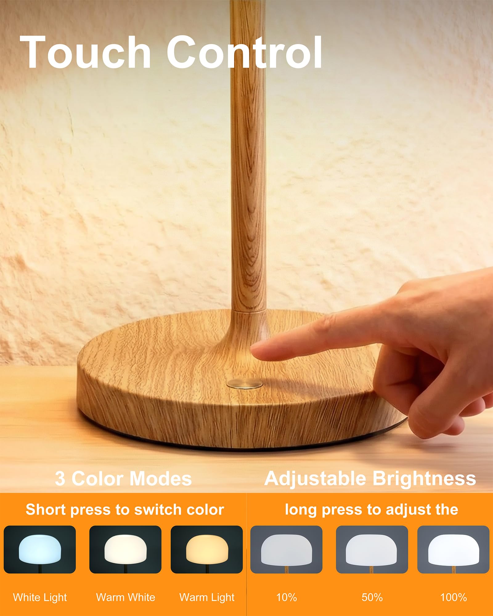 VoMii Mushroom Lamp features a 4000mAh battery for longer cordless use.