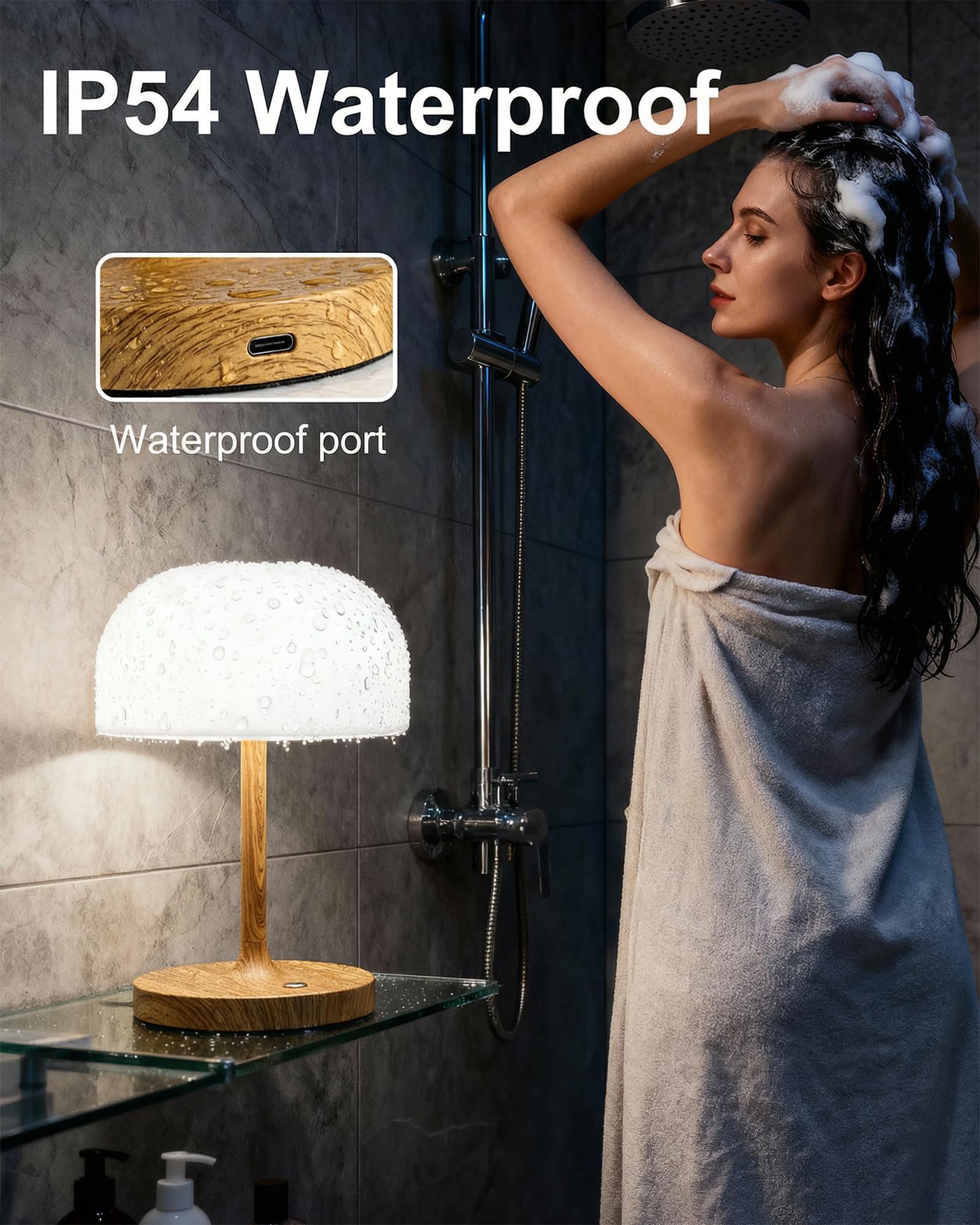 VoMii Mushroom Lamp at 9-inch height provides compact, versatile lighting.