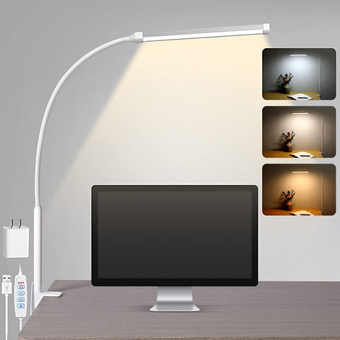 Voncerus LED desk lamp with clamp showing clip-on design for space-saving illumination