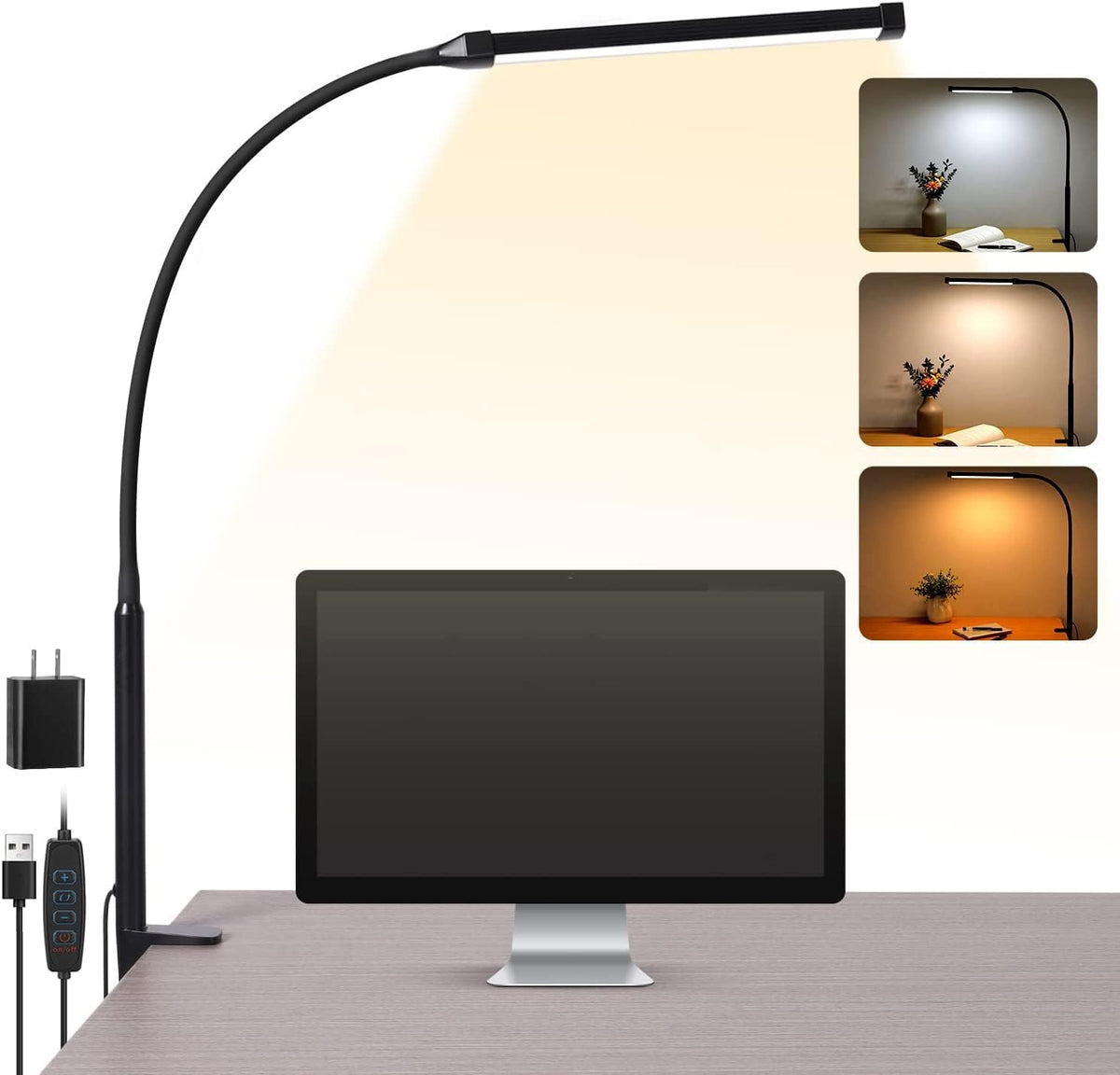 Voncerus LED desk lamp with clamp for precise task lighting and space-saving mounting.