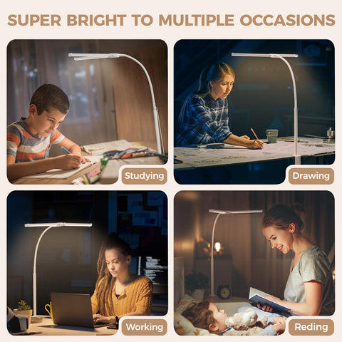 Voncerus LED desk lamp package includes clamp, adapter, and user manual
