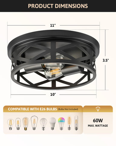 VONLUCE 11-inch wide cage ceiling light for compact spaces.
