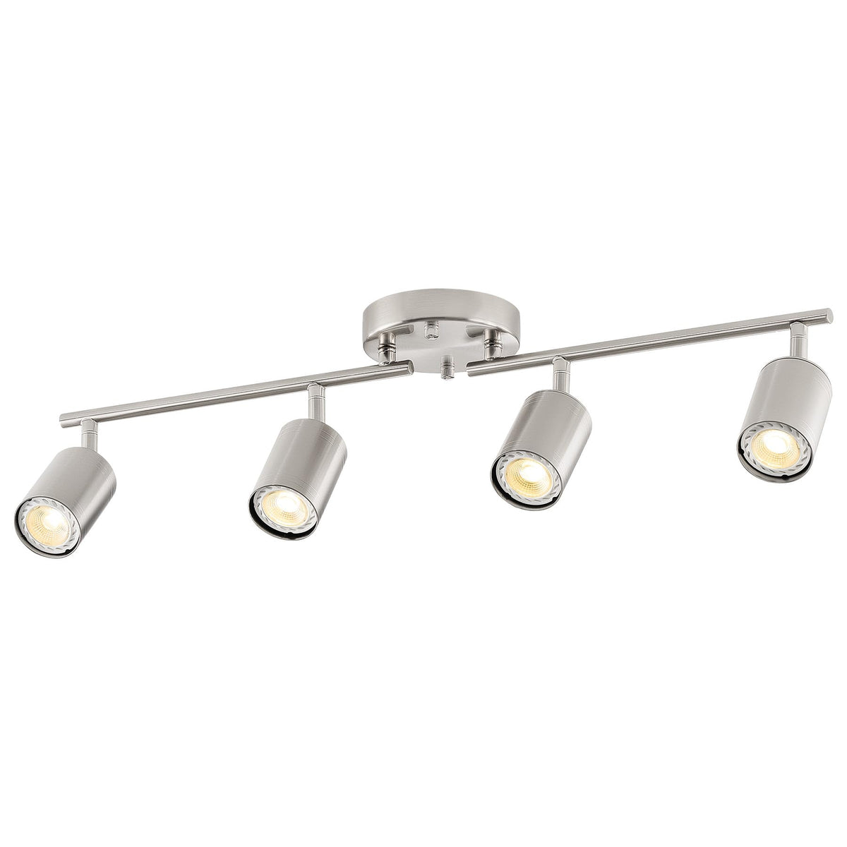VONLUCE 4-light track fixture in nickel with adjustable heads for kitchen task lighting