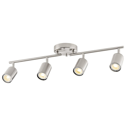 VONLUCE 4-light track fixture in nickel with adjustable heads for kitchen task lighting