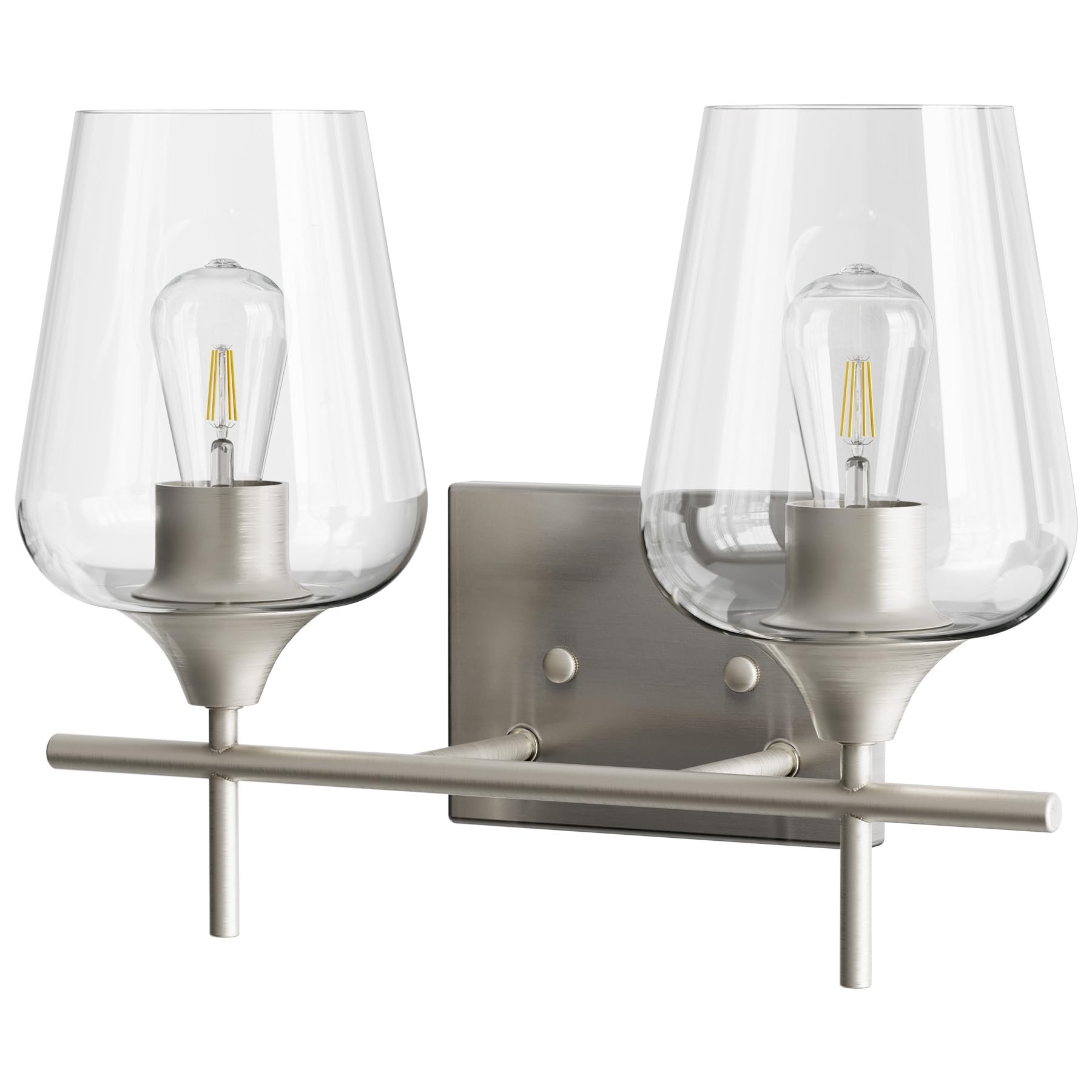VONLUCE backplate and shade system blends with fixtures for a cohesive bathroom style.
