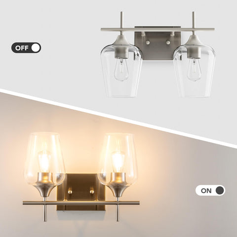 VONLUCE clear glass shades deliver even, inviting illumination for grooming tasks.